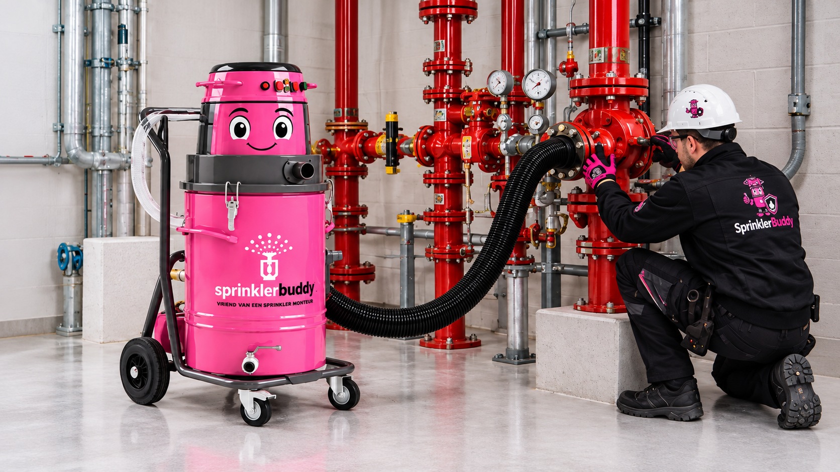 SprinklerBuddy aangesloten in de sprinklerkleppenkamer